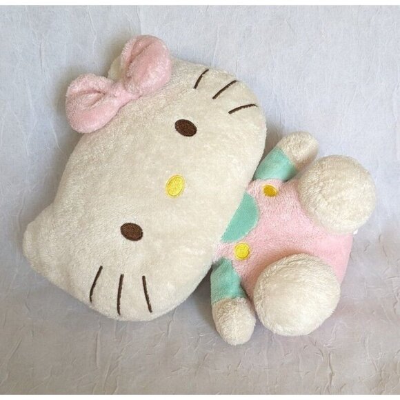 Ty Pluffies Hello Kitty Plush Pastel Sanrio Stuffed Animal Pink Overalls 2011 8" - Picture 9 of 12